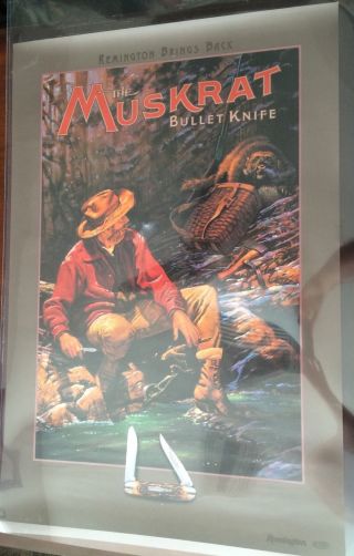 Rare Remington " The Muskrat " Bullet Knife Poster 30x20