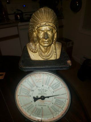 Vintage Cast Iron Indian Head National Bank - Coin Bank