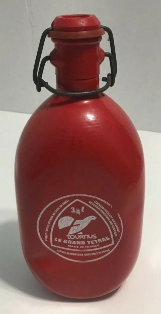 Vintage Tournas Le Grand Tetras French Water Bottle Canteen Flask 3/4l Red Alum