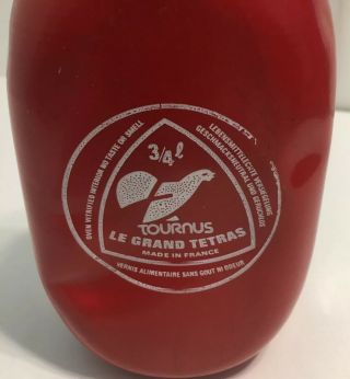 Vintage Tournas Le Grand Tetras French Water Bottle Canteen Flask 3/4L Red Alum 2