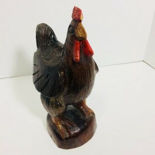 Hand Carved Chicken Statue Country Primitive Folk Art Wood Body Feet Fowl