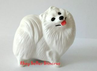 Pomeranian Spitz White,  Brown,  Beige Figurine Porcelain Author 