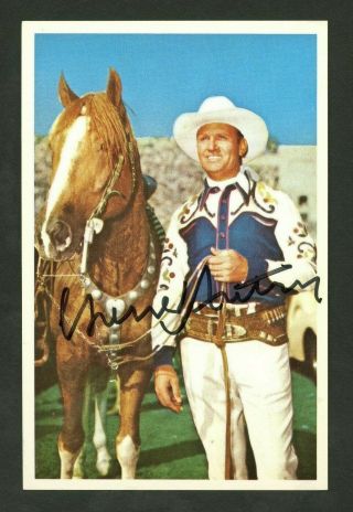 Gene Autry Actor Singing Cowboy Signed Autographed 3.  5 X 5.  5 Photo - D.  1998