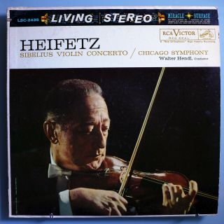 Orig Rca Shaded Living Stereo Audiophile Lp: Sibelius Heifetz Violin Concerto 1s