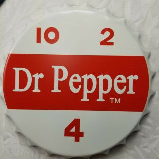 Dr Pepper 17 " Vintage Bottle Cap Tin Sign Wall Hanging Logo Pop 10 2 4 Retro