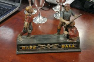 Antique Cast - Iron Mechanical Bank - Baseball - Great