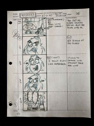 - Beetlejuice 1989 Tv Series Animation Production Hand Drawn Storyboard Page 38