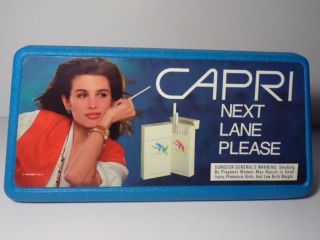 Vintage 1990 Woman Capri Cigarettes Advertising Sign Store Display Next Lane Vtg