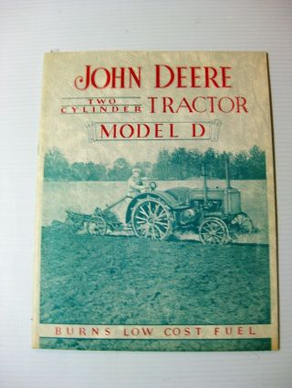 Vintage John Deere Two Cylinder Tractor Model D Advertising Booklet