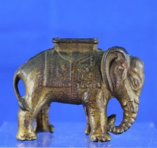 Antique Cast Iron Elephant With Hoodah Still Bank Gold Finish