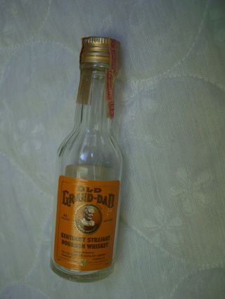 Vintage Old Grand - Dad 86 Proof Bourbon Glass Mini Bottle/10th Pint/empty