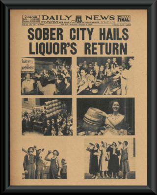 1933 Prohibition Ends Poster Reprint On 80 Year Old Paper Bar Decor Man Cave 141