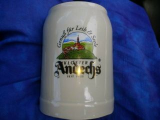 Andechs Ceramic Stein 0.  5 L Marked 5 1/4 Inch Tall Beer Mug
