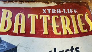 OL ' SPARKY XTRA - LIFE AUTO BATTERIES HERE GAS STATION STYLE METAL ADV SIGN 3