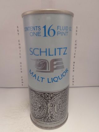 1970 Schlitz Malt Liquor Straight Steel Pull Tab 16oz Beer Can 166 - 19 Enamel