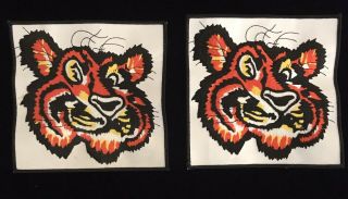 Vintage Esso,  Exxon Embroidered Tiger Jacket Patches - 6.  5” X 6.  5”