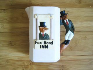 Jim Beam Fox Head Inn Raintree Porcelain Pitcher W/decorative Huntsman Handle