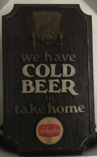 Vintage Schaefer Beer Plastic Sign We Have Cold Beer To Take Home Car 2
