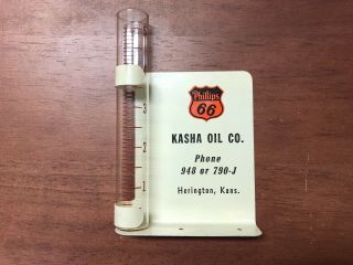 Vintage Phillips 66 Kasha Oil Co.  Tin Metal Rain Gauge Sign Herington,  Kansas