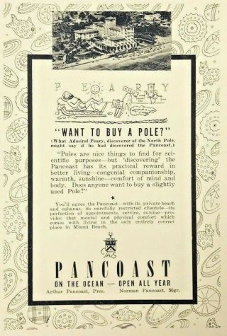 1940 Advertising Pancoast Hotel Aerial View Beach Miami Florida Fl Print Ad