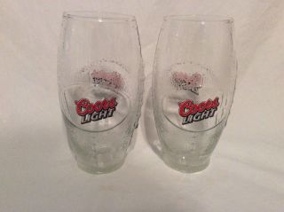 2 Coors Light Glass Football Shaped Beer Glasses H