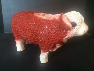Vintage Chalkware Piggy Bank Nebraska The Beef State Promotional Hereford Steer