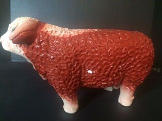 Vintage Chalkware Piggy Bank Nebraska the Beef State Promotional Hereford Steer 2