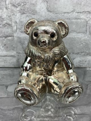 Ralph Lauren 5.  5 " Silverplate Heavy Bear Coin Bank Signed Made In Japan
