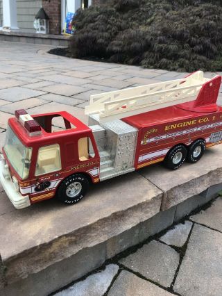 Vintage Nylint Fire Truck Water Canon Engine Co 1 Metal Truck 23” Long