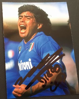 Diego Maradona Hand Signed Autograph Photo - - Argentina Footballer