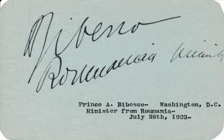 Antoine Bibesco - Signature Of The Romanian Diplomat As Minister To The U.  S.