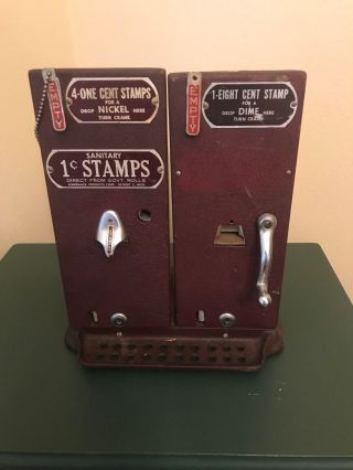 Antique Schermack Prod Detroit 1 & 8 Cent Dual See Through Stamp Vending Machine