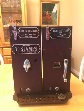Antique Schermack Prod Detroit 1 & 8 Cent Dual See through Stamp Vending Machine 2