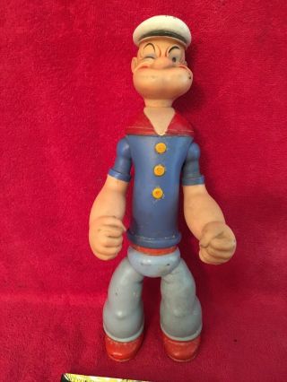 Old Cameo Kfs Jointed Rubber Popeye The Sailor Man Toy Doll King Features Rare