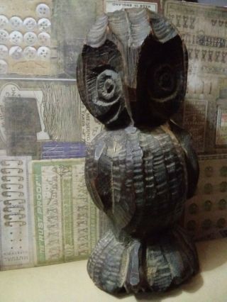 Vintage Hand Carved Wood Owl Figurine Mid Century Modern Statue Animal 12 "