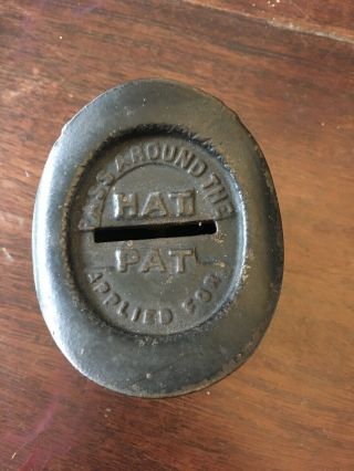 Antique Pass Around Penny Hat Bank Orig Paint