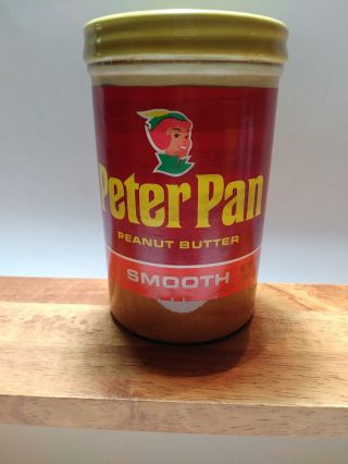Vintage Peter Pan Peanut Butter Ceramic Coin Jar Bank.  Advertisement Collectible