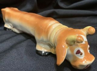 Vintage Japan Cow Salt And Pepper Shaker,  Elongated,  One Piece,  " A Quality "