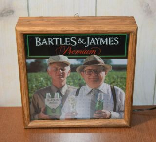 Vintage 1980s Bartles & Jaymes Wine Cooler Light Up Lighted Advertising Bar Sign