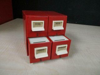 Unusual Vintage Toy Coin Bank Tiny 4 - Drawer Office File Cabinet