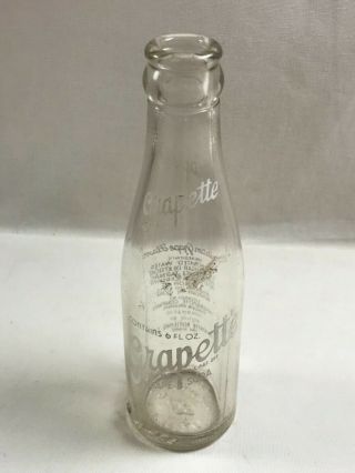 Vtg.  Grapette Soda Pop Beverage 6oz Clear Glass Bottle