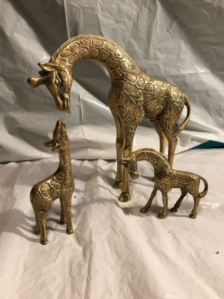 Vintage Mother & Baby Giraffe Set Solid Brass Leonard Silver Mfg Co.  Gorgeous