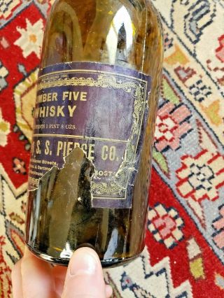 Antique Number Five Whiskey Bottled By S.  S.  Pierce Boston Labeled 1 Pint 8 ozs 6