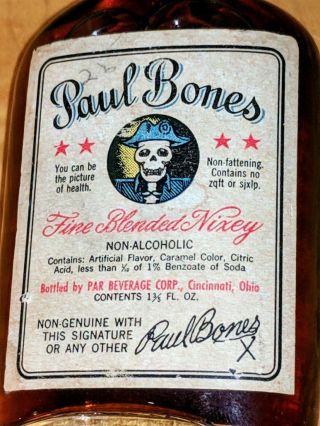 1950s Novelty Paul Bones Whiskey Spoof Bottle Cincinnati Ohio Stuckey 