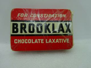 Nos Vintage Brooklax Chocolate Laxative Tin Box Made In England For The Greek