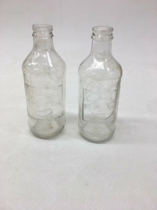Set Of Pepsi - Cola Soda Pop Bottles 10 Oz Vintage Clear Glass Embossed Print