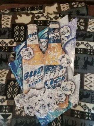 Vintage Bud Ice Light Beer,  30 " X20 " Tin Metal Sign.