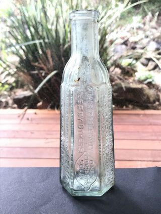 Vintage Miniature Sample Bottle Embossed Brooke & Sons Lemos Cordial Brookes