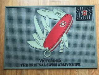 Vintage Victorinox Swiss Army Knife Dealer Rubber Advertising Counter Mat.