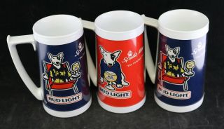3 Vintage 1980s Bud Light Spuds Mackenzie Plastic Beer Mugs By Thermo Serv